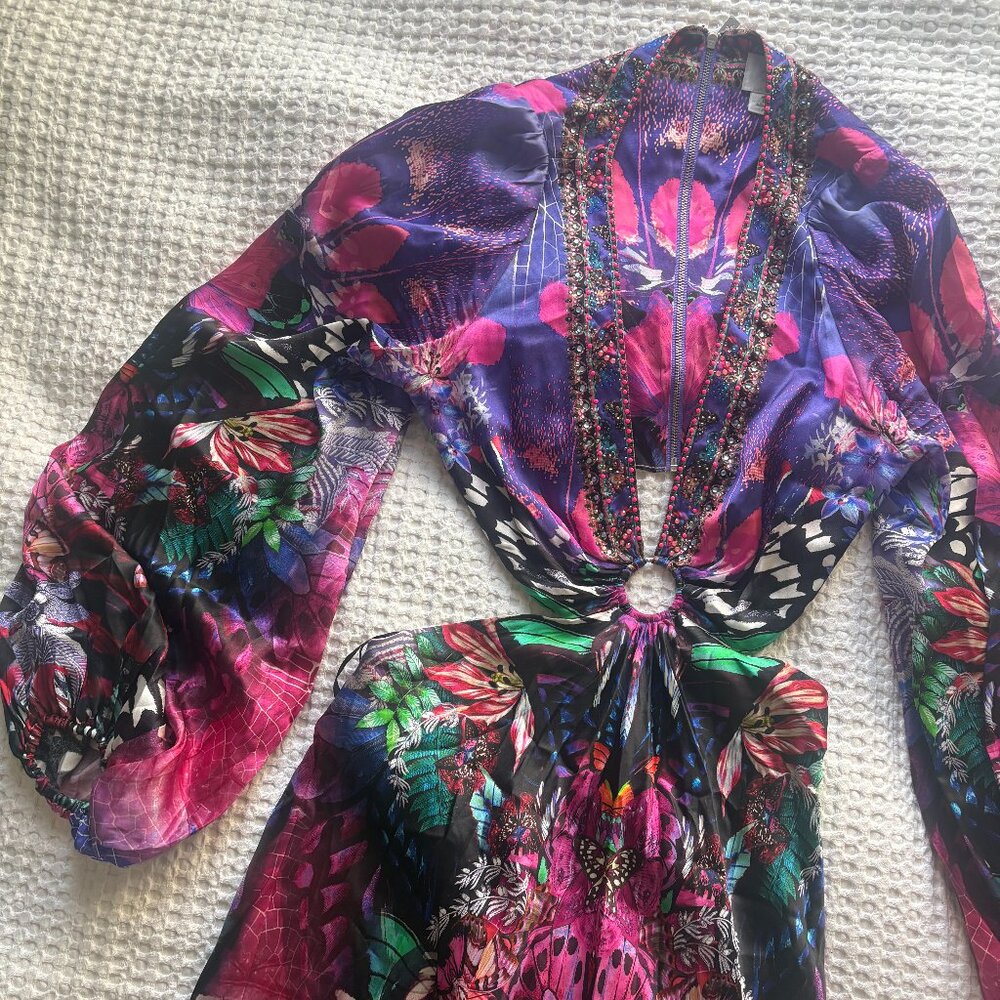 Camilla Purple & Pink Floral-Print Silk Maxi Dress - Picture 9 of 16